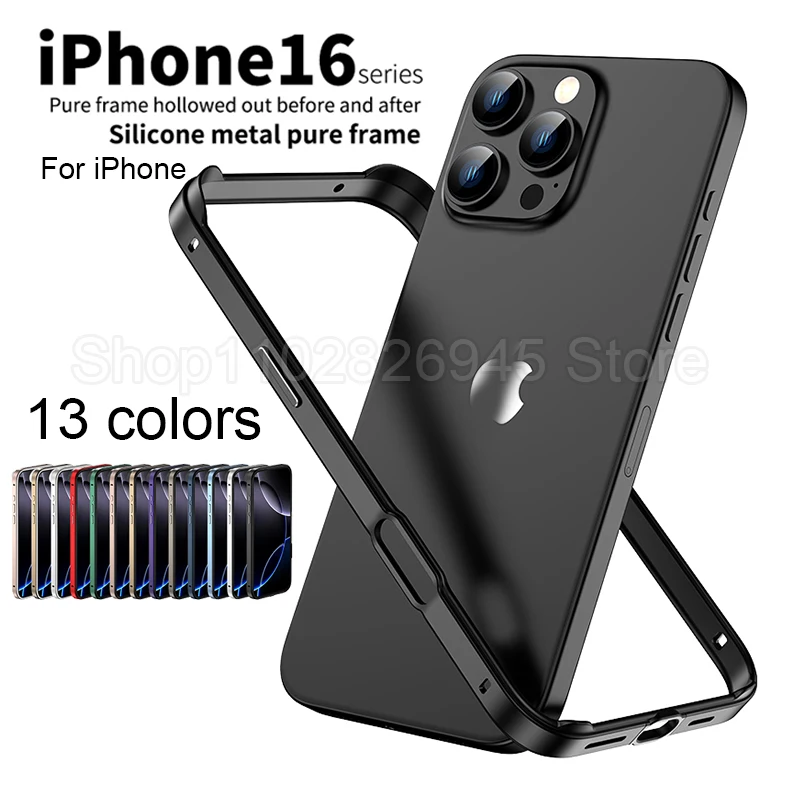 Metal Bumper Aluminum Frame Case - เคสโทรศัพท์แบบไฮบริดซิลิโคนพร้อมกรอบอะลูมิเนียมสำหรับ iPhone 18 17 16 15