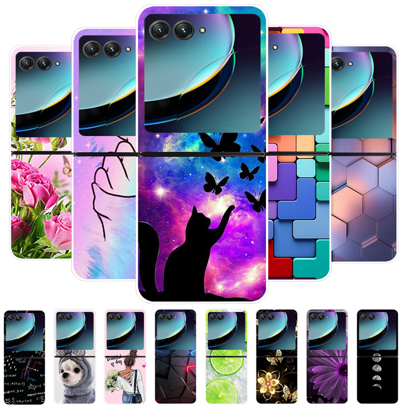 Matte Hard Pc Back Case - สําหรับ Motorola Razr 40 Ultra เคสโทรศัพท์ดอกไม้ทาสีพลาสติกใส