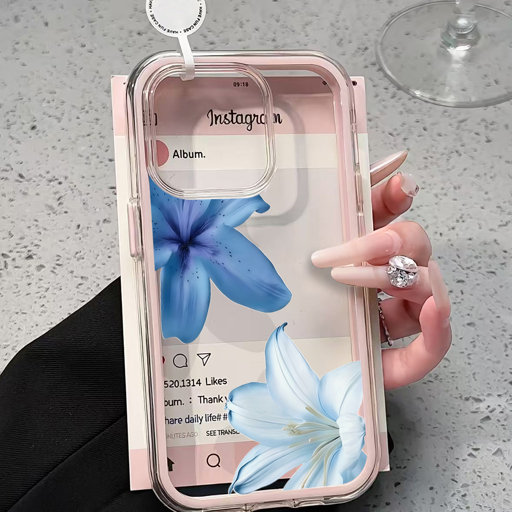 เคสโทรศัพท์ใสลายดอกลิลลี่สีฟ้า - Clear Shockproof Bumper Case บทวิจารณ์และราคา