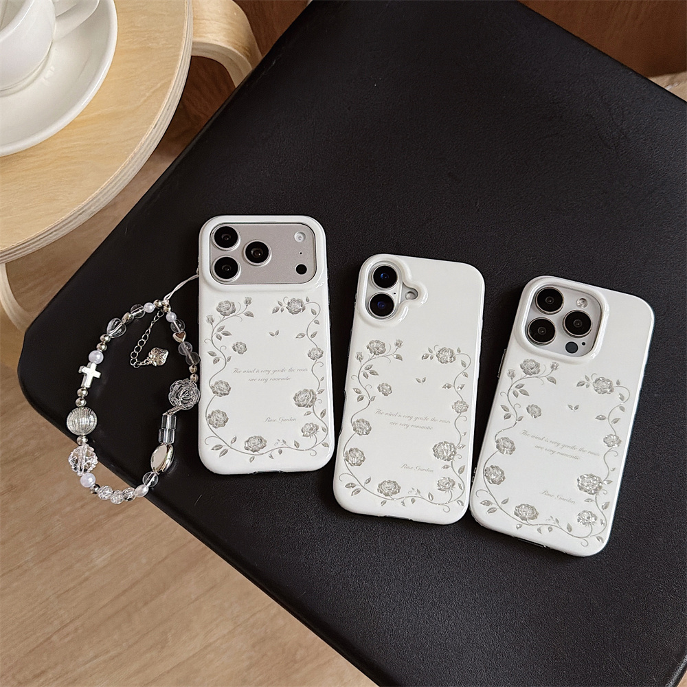 เคสโทรศัพท์ลายสวนกุหลาบสีเงินว - Vintage Floral Pattern Soft Case บทวิจารณ์และราคา