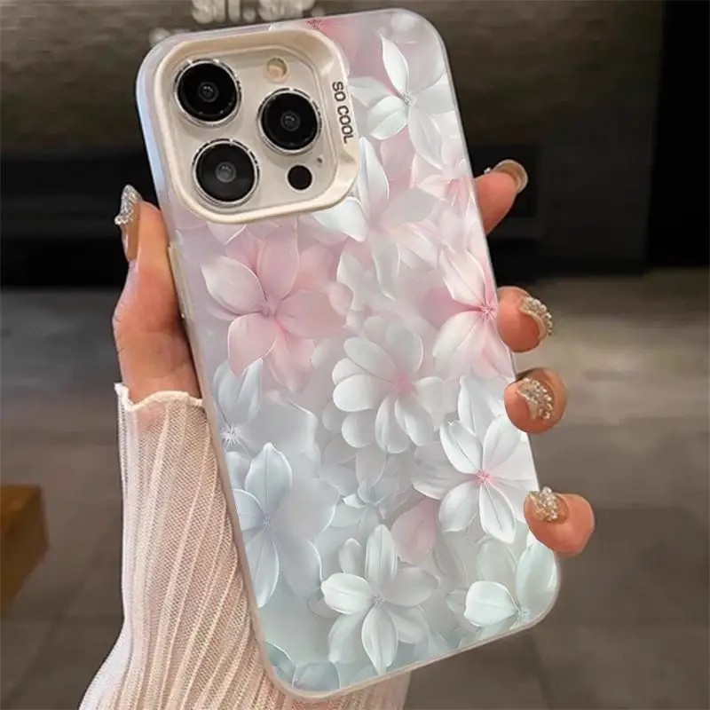 เคสลายดอกไม้สีชมพูสำหรับ iPhon - Screen Protectors บทวิจารณ์และราคา
