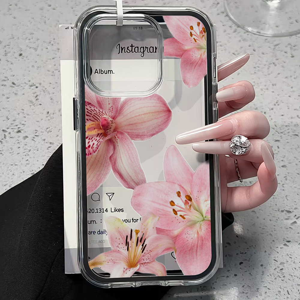 เคสโทรศัพท์ใสลายดอกลิลลี่สีชมพ - Clear Shockproof Bumper Case บทวิจารณ์และราคา