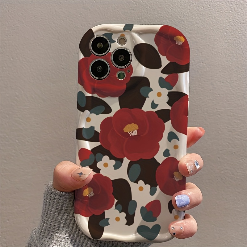 เคสโทรศัพท์ลายดอกคามิเลียสีแดง - Vintage Floral Pattern Soft Case บทวิจารณ์และราคา